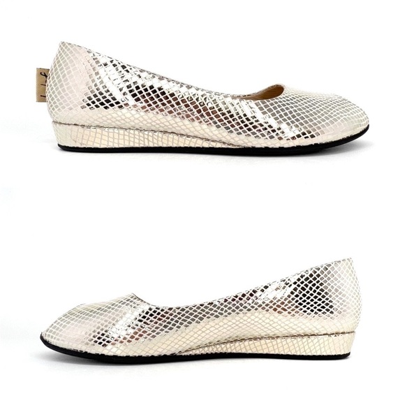 French Sole Shoes FS/NY Fortune Platino Peep Toe Snake Print fsny Size 7.5 EUC - Picture 9 of 9